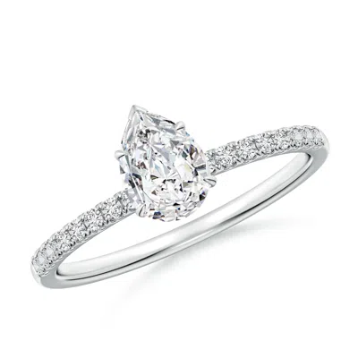 Angara Pear-shaped Diamond Hidden Halo Engagement Ring In White