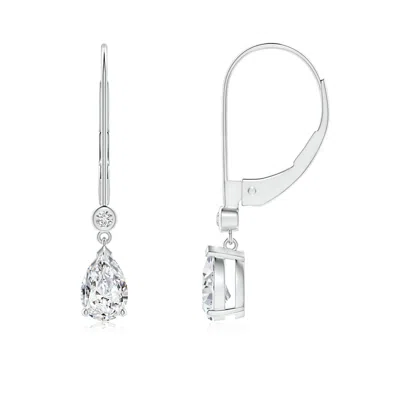 Angara Pear-shaped Diamond Leverback Drop Earrings With Diamond Accent In Metallic