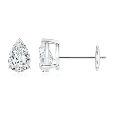 Angara Pear-shaped Diamond Solitaire Stud Earrings In White