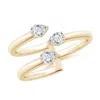 Angara Pear-shaped Diamond Three Stone Open Ring In Yellow Gold/h