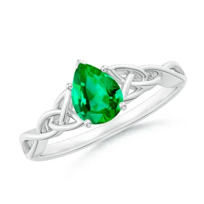 Angara Pear-shaped Emerald Celtic Knot Engagement Ring In Green