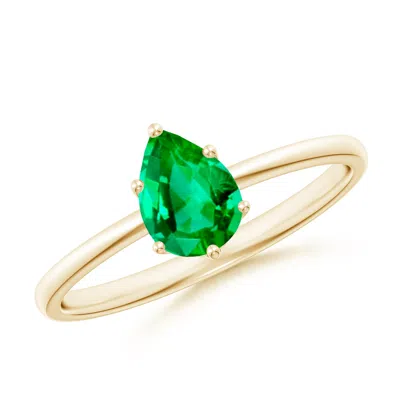 Angara Pear-shaped Emerald Solitaire Classic Engagement Ring In Green