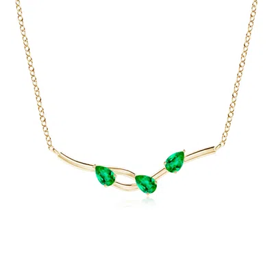 Angara Pear-shaped Emerald Tree Branch Pendant In Gold