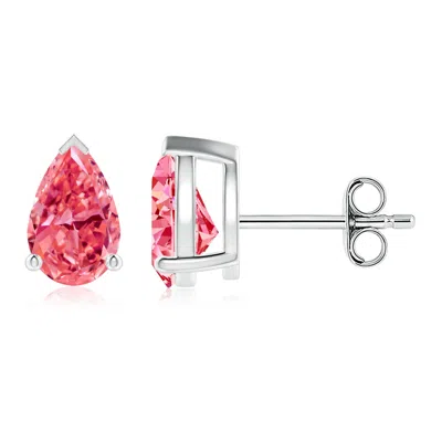Angara Pear-shaped Fancy Intense Pink Diamond Solitaire Stud Earrings