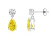 Angara Pear-shaped Fancy Intense Yellow Diamond Drop Earrings In White Gold/fancy Intense