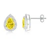 Angara Pear-shaped Fancy Intense Yellow Diamond Halo Stud Earrings In White Gold/fancy Intense