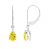 Angara Pear-shaped Fancy Intense Yellow Diamond Leverback Drop Earrings In White Gold/fancy Intense