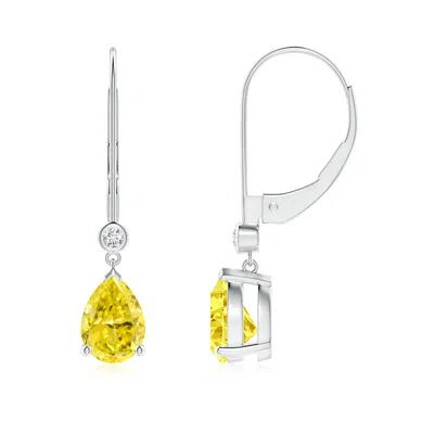 Angara Pear-shaped Fancy Intense Yellow Diamond Leverback Drop Earrings In Metallic