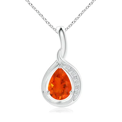Angara Pear-shaped Fire Opal And Diamond Loop Pendant In Red