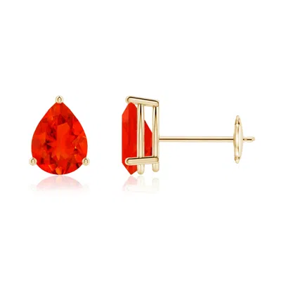 Angara Pear-shaped Fire Opal Stud Earrings In Red
