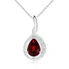 Angara Pear-shaped Garnet And Diamond Loop Pendant In White Gold/medium Red