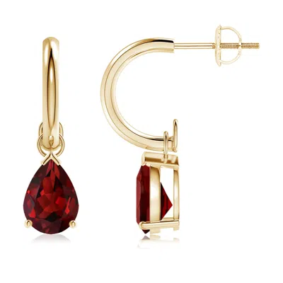 Angara Pear-shaped Garnet Drop Earrings With Screw Back In Red