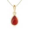 Angara Pear-shaped Garnet Solitaire Dangle Pendant In Yellow Gold/medium Red