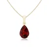 Angara Pear-shaped Garnet Solitaire Pendant In Yellow Gold/rich Red