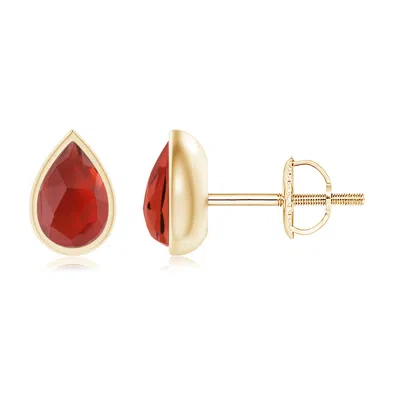 Angara Pear-shaped Garnet Solitaire Stud Earrings In Gold