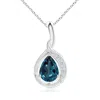 Angara Pear-shaped Lab-grown Alexandrite And Diamond Loop Pendant In White Gold/bluish Green Changing To Brownish Or Pinkish Purple