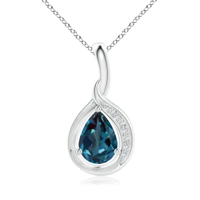 Angara Pear-shaped Lab-grown Alexandrite And Diamond Loop Pendant In Metallic