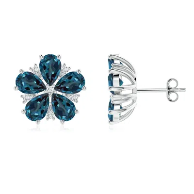 Angara Pear-shaped Lab-grown Alexandrite And Diamond Stud Earrings In Blue