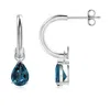 Angara Pear-shaped Lab-grown Alexandrite Drop Earrings With Screw Back In White Gold/bluish Green Changing To Brownish Or Pinkish Purple