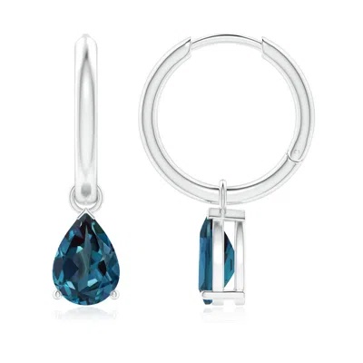 Angara Pear-shaped Lab-grown Alexandrite Hinged Hoop Drop Earrings In Blue