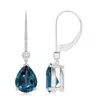 Angara Pear-shaped Lab-grown Alexandrite Leverback Drop Earrings With Diamond In White Gold/bluish Green Changing To Brownish Or Pinkish Purple
