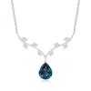 Angara Pear-shaped Lab-grown Alexandrite Necklace With Leaf Motifs In White Gold/bluish Green Changing To Brownish Or Pinkish Purple