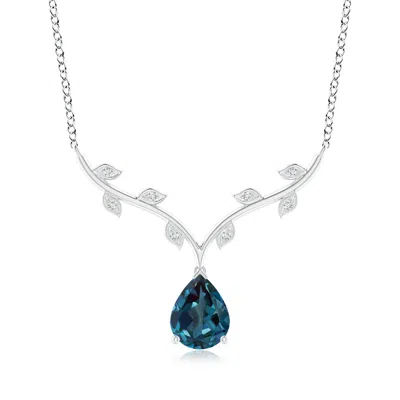 Angara Pear-shaped Lab-grown Alexandrite Necklace With Leaf Motifs In Metallic