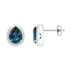 Angara Pear-shaped Lab-grown Alexandrite Stud Earrings With Diamonds In White Gold/bluish Green Changing To Brownish Or Pinkish Purple