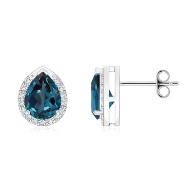 Angara Pear-shaped Lab-grown Alexandrite Stud Earrings With Diamonds In Metallic