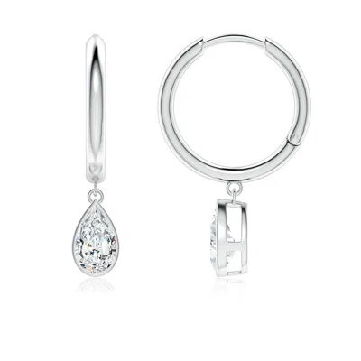 Angara Pear-shaped Lab-grown Diamond Hoop Drop Earrings In Metallic
