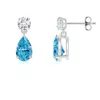 Angara Pear-shaped Lab-grown Fancy Intense Blue Diamond Drop Earrings In White Gold/fancy Intense