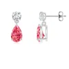 Angara Pear-shaped Lab-grown Fancy Intense Pink Diamond Drop Earrings In White Gold/fancy Intense