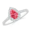 Angara Pear-shaped Lab-grown Fancy Intense Pink Diamond Halo Engagement Ring With Accents In White Gold/fancy Intense