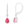 Angara Pear-shaped Lab-grown Fancy Intense Pink Diamond Leverback Drop Earrings In White Gold/fancy Intense