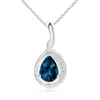 Angara Pear-shaped London Blue Topaz And Diamond Loop Pendant In White Gold/deep Greenish Blue