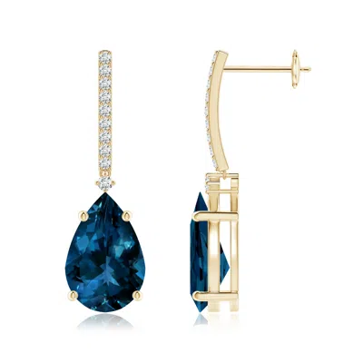 Angara Pear-shaped London Blue Topaz Earrings With Diamond Accents