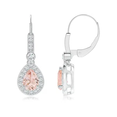 Angara Pear-shaped Morganite And Diamond Halo Drop Earrings In Pink