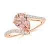 Angara Pear-shaped Morganite Bypass Ring With Diamond Accents In Rose Gold/peach
