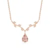Angara Pear-shaped Morganite Necklace With Leaf Motifs In Rose Gold/peach