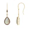 Angara Pear-shaped Opal Drop Earrings With Coffee Diamond Halo In Yellow Gold/milky With Medium Play Of Colour