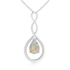 Angara Pear-shaped Opal Infinity Loop Pendant In White Gold/milky With High Play Of Colour