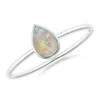 Angara Pear-shaped Opal Solitaire Ring In White Gold/milky With High Play Of Colour