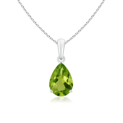Angara Pear-shaped Peridot Solitaire Pendant In Green