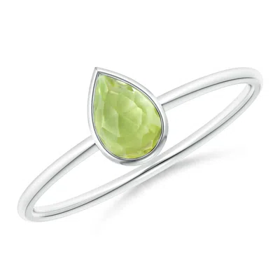 Angara Pear-shaped Peridot Solitaire Ring In Metallic