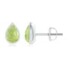 Angara Pear-shaped Peridot Solitaire Stud Earrings In White Gold/yellowish Green