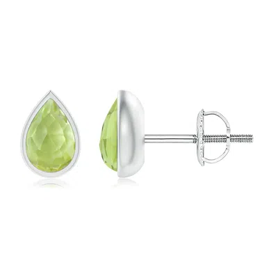 Angara Pear-shaped Peridot Solitaire Stud Earrings In Green