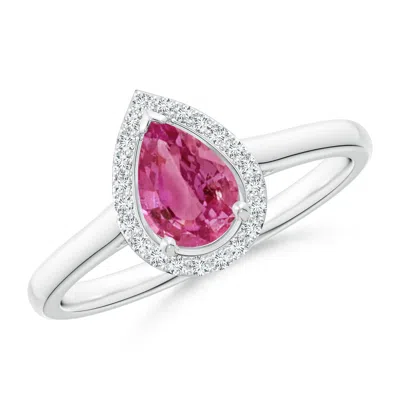 Angara Pear-shaped Pink Sapphire Halo Ring In Metallic