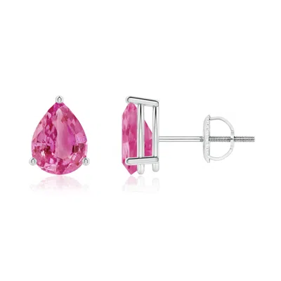 Angara Pear-shaped Pink Sapphire Stud Earrings In Metallic