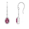 Angara Pear-shaped Pink Tourmaline Drop Earrings With Diamond Halo In White Gold/rich Pink