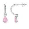 Angara Pear-shaped Rose Quartz Drop Earrings With Screw Back In Platinum/medium Dark Pink